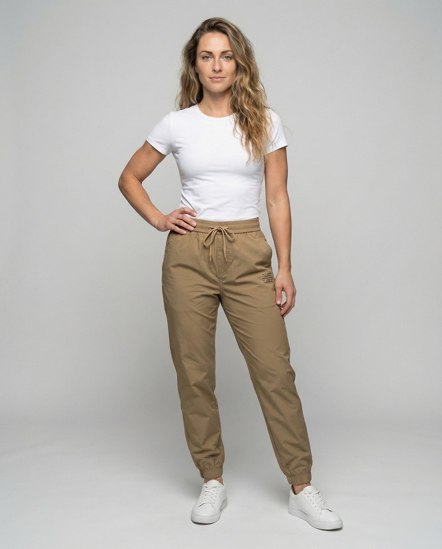 Damen Cargo-Hose Lässig Aufgesetzte Taschen Beige - Eveloria