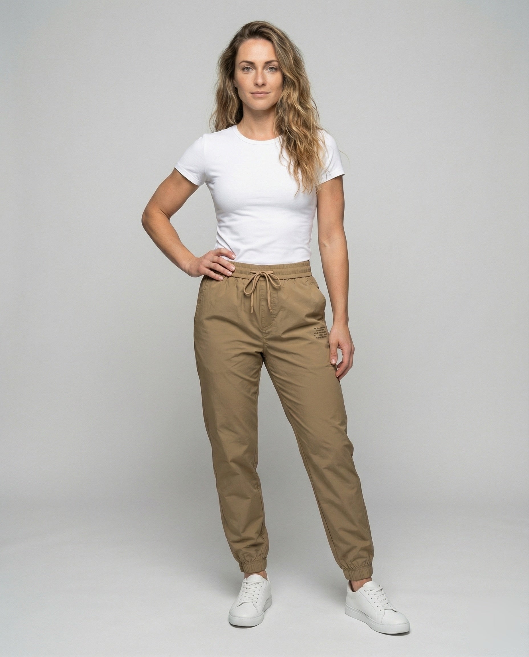 Damen Cargo-Hose Lässig Aufgesetzte Taschen Beige - Eveloria