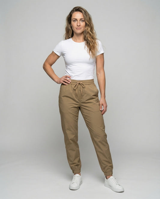 Damen Cargo-Hose Lässig Aufgesetzte Taschen Beige - Eveloria