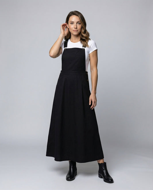 Damen Maxikleid mit Latz und verstellbaren Trägern - Eveloria