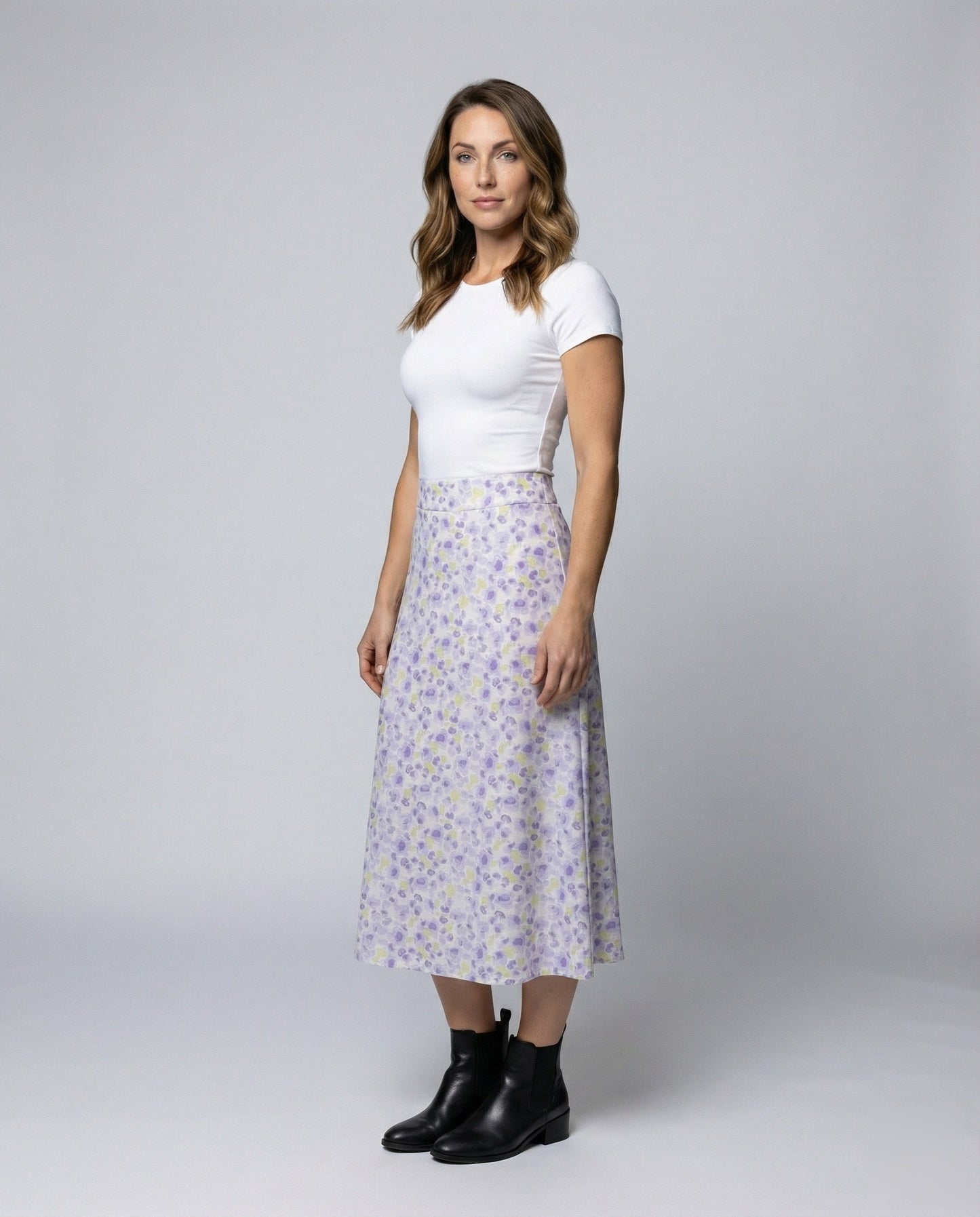 Damen Midirock Leicht Aquarellmuster - Eveloria