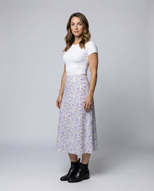 Damen Midirock Leicht Aquarellmuster - Eveloria