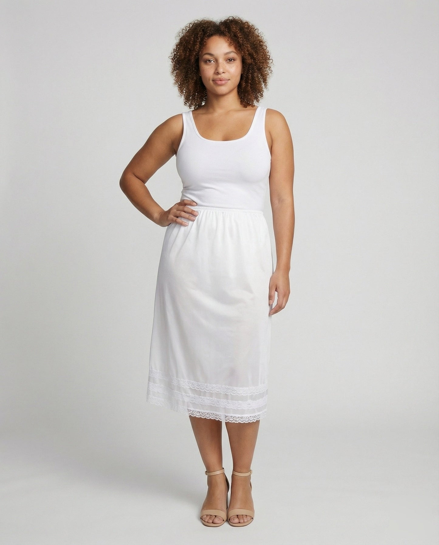 Damen Midi-Unterrock Spitze Schwarz - Eveloria