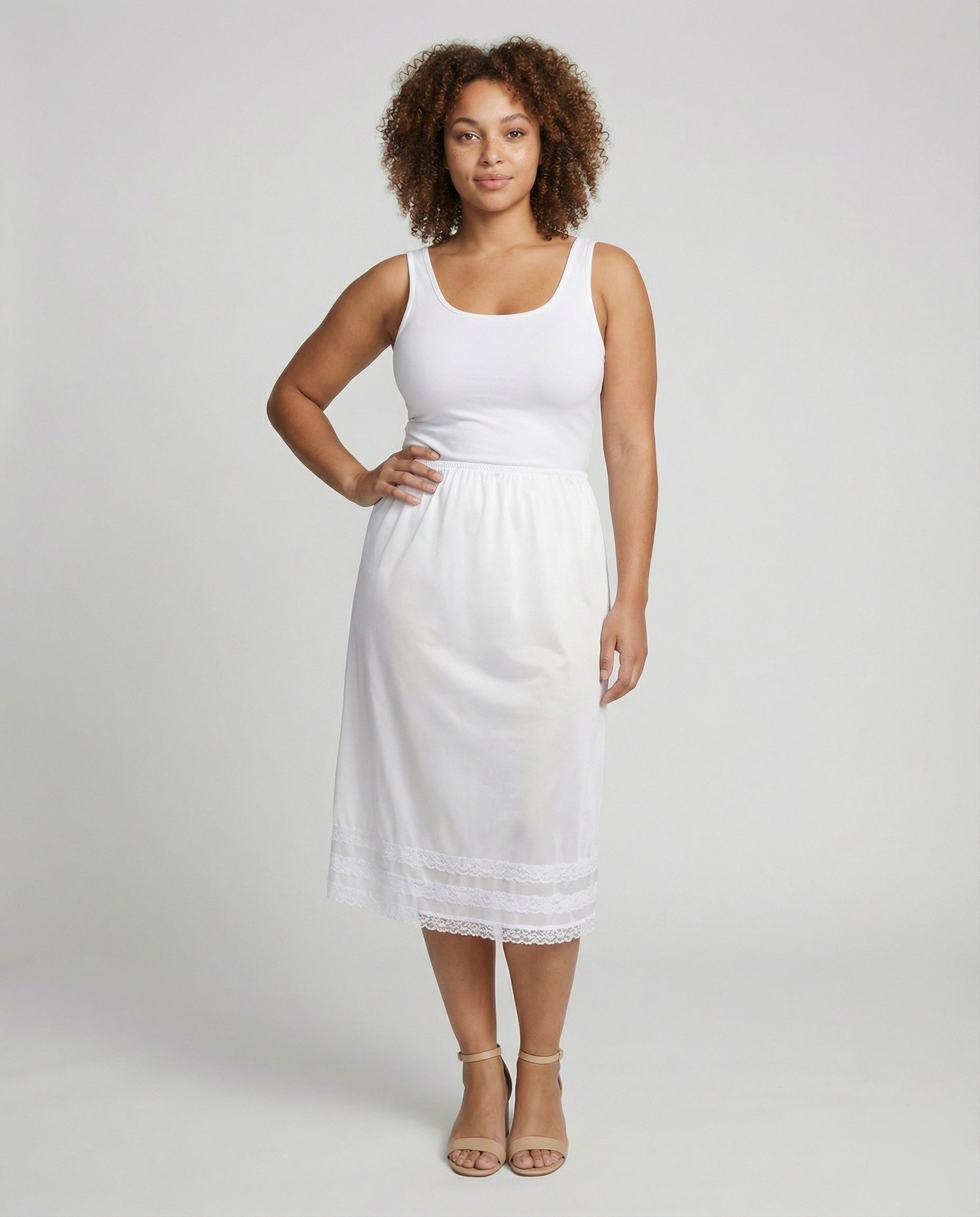 Damen Midi-Unterrock Spitze Schwarz - Eveloria
