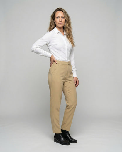 Damen Taillierte Bundfaltenhose - Eveloria