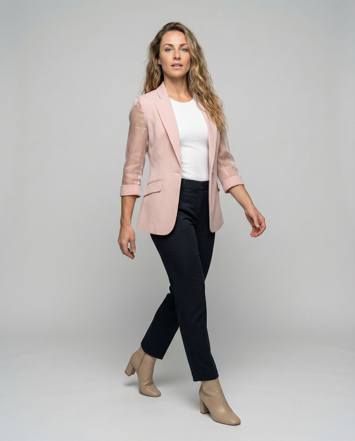 Damen Blazer Transparent Organza Ärmel - Eveloria