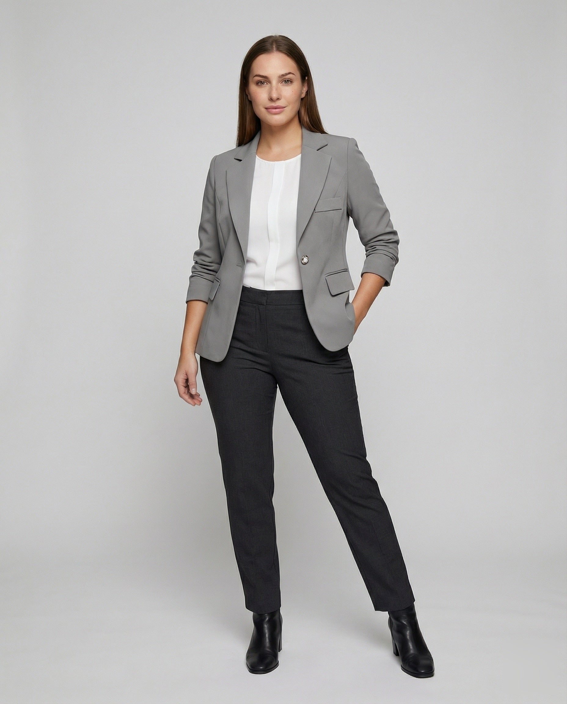Damen Business Blazer Taillierte Optik Schwarz - Eveloria
