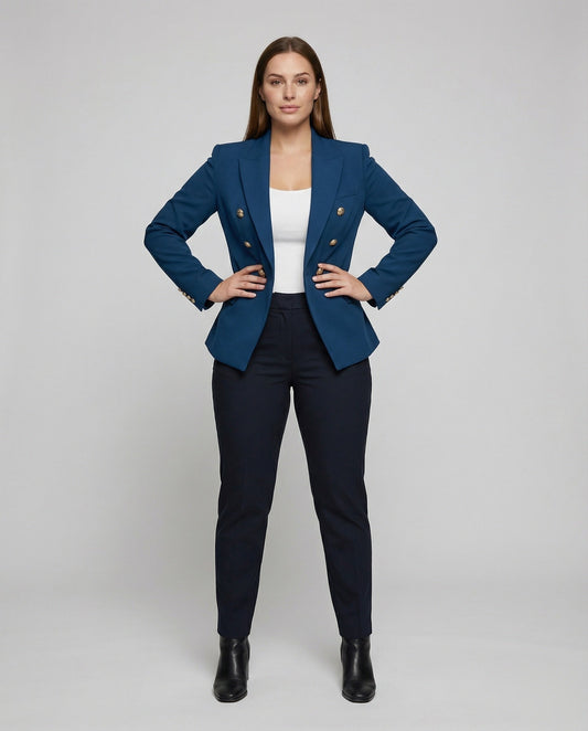 Damen Doppelreihen Blazer mit Zierknöpfen - Eveloria