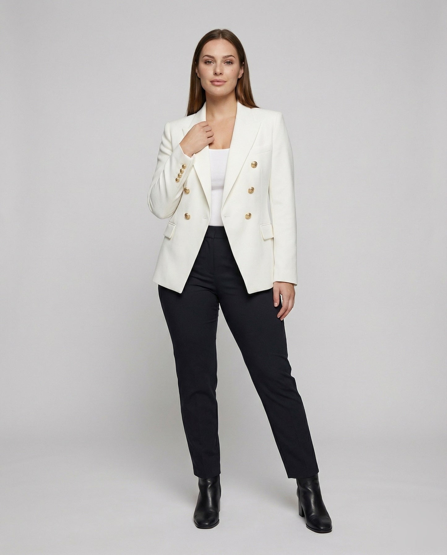Damen Doppelreiher Blazer mit Glamourösen Schmuckknöpfen - Eveloria