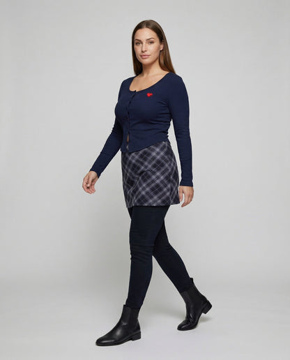 Damen Karierte Strickrock-Kombi Mini - Eveloria