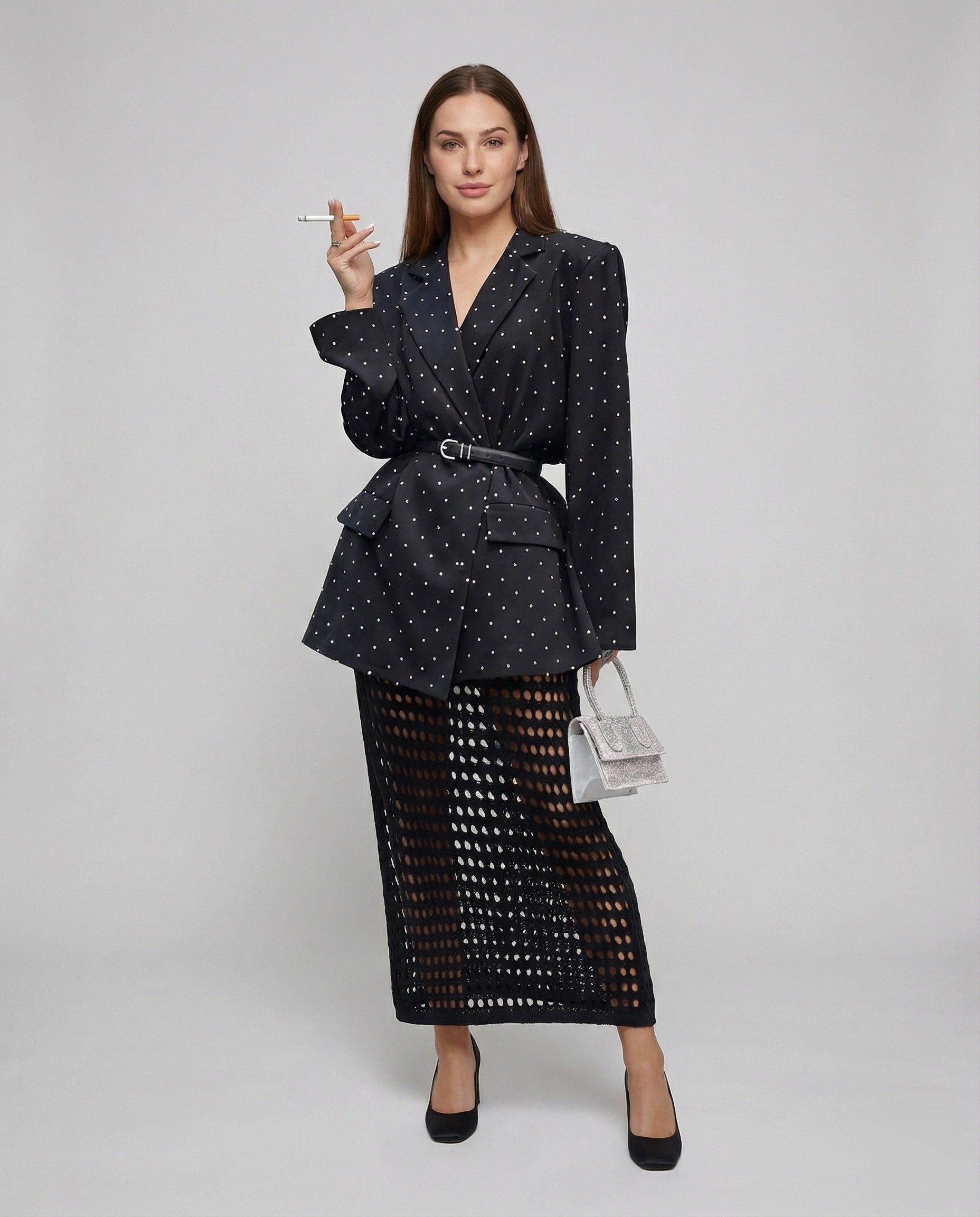 Damen Vielschichtiger Punktstruktur Blazer - Eveloria