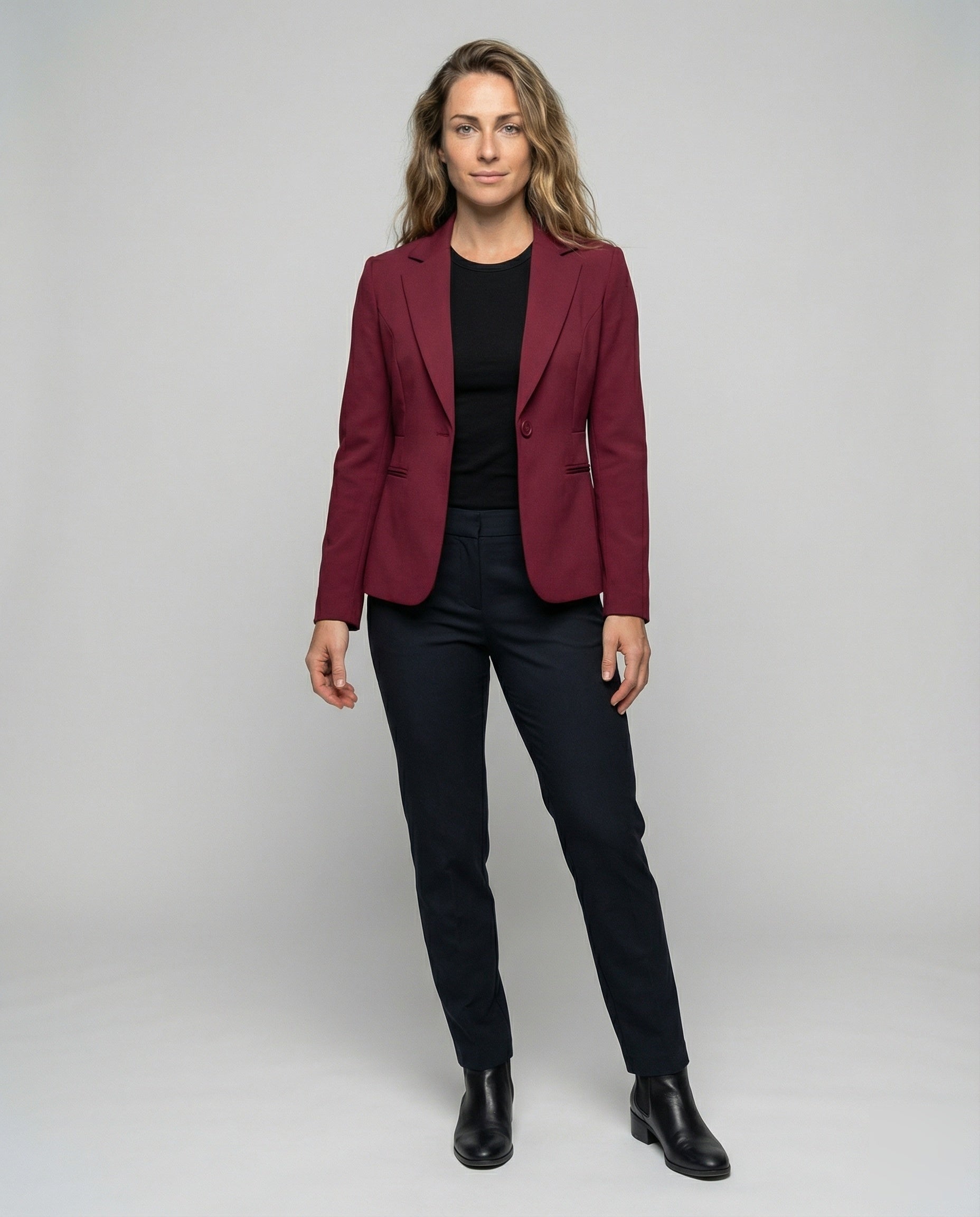 Damen Kurzblazer Dreiviertelarm Schwarz - Eveloria
