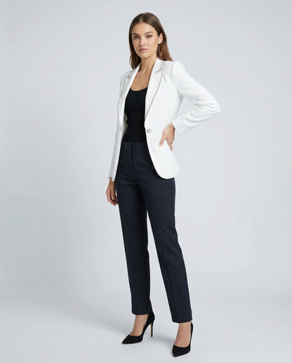 Damen Satinblazer Strassbesatz Glitzernd Schwarz - Eveloria
