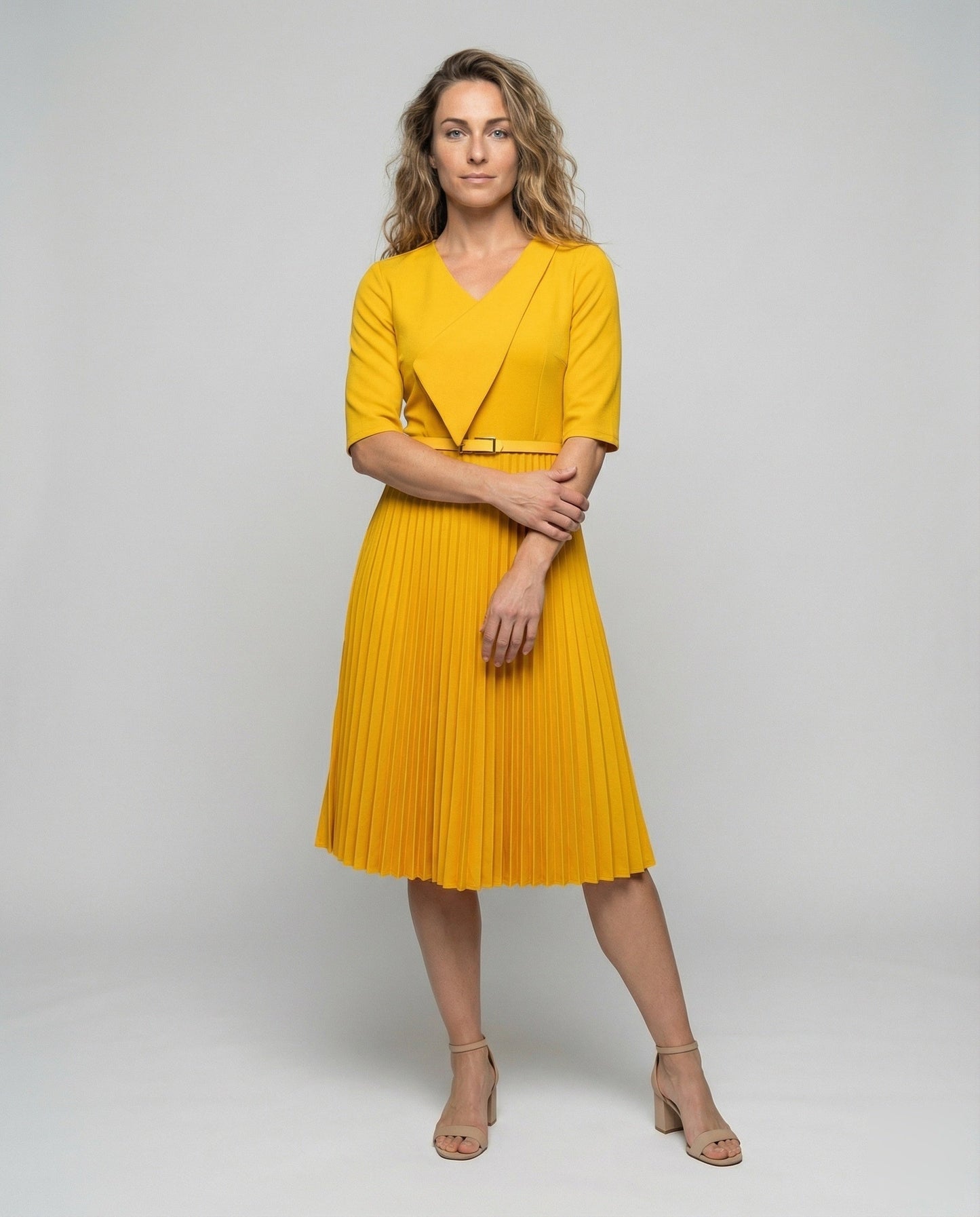 Damen Midikleid Drapé-Rock Schwarz - Eveloria