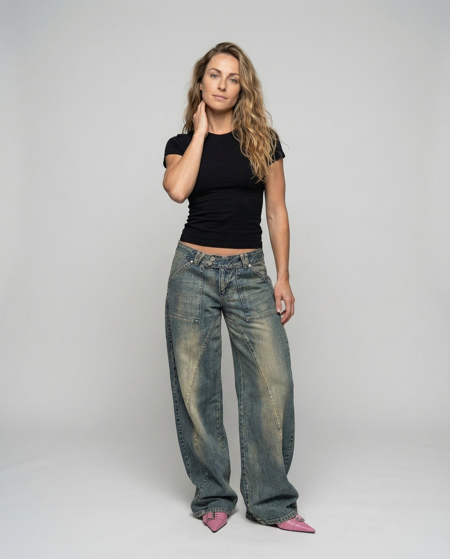 Damen Relaxed Fit Weitbein Jeans Hose - Eveloria