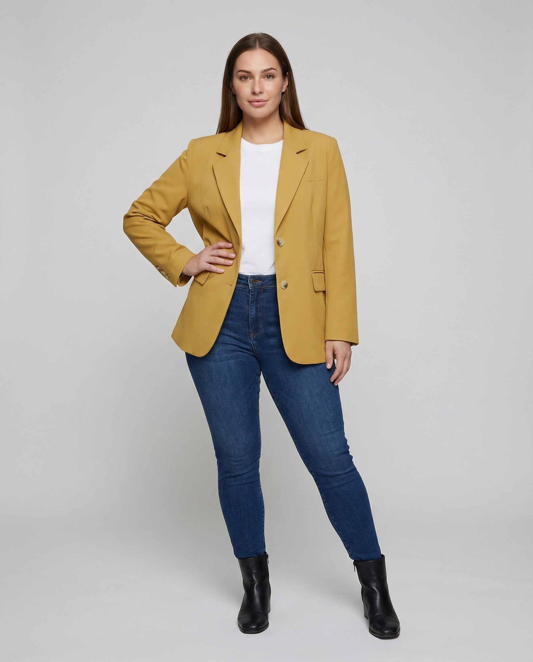 Damen Revers-Sakko Twill Beige - Eveloria