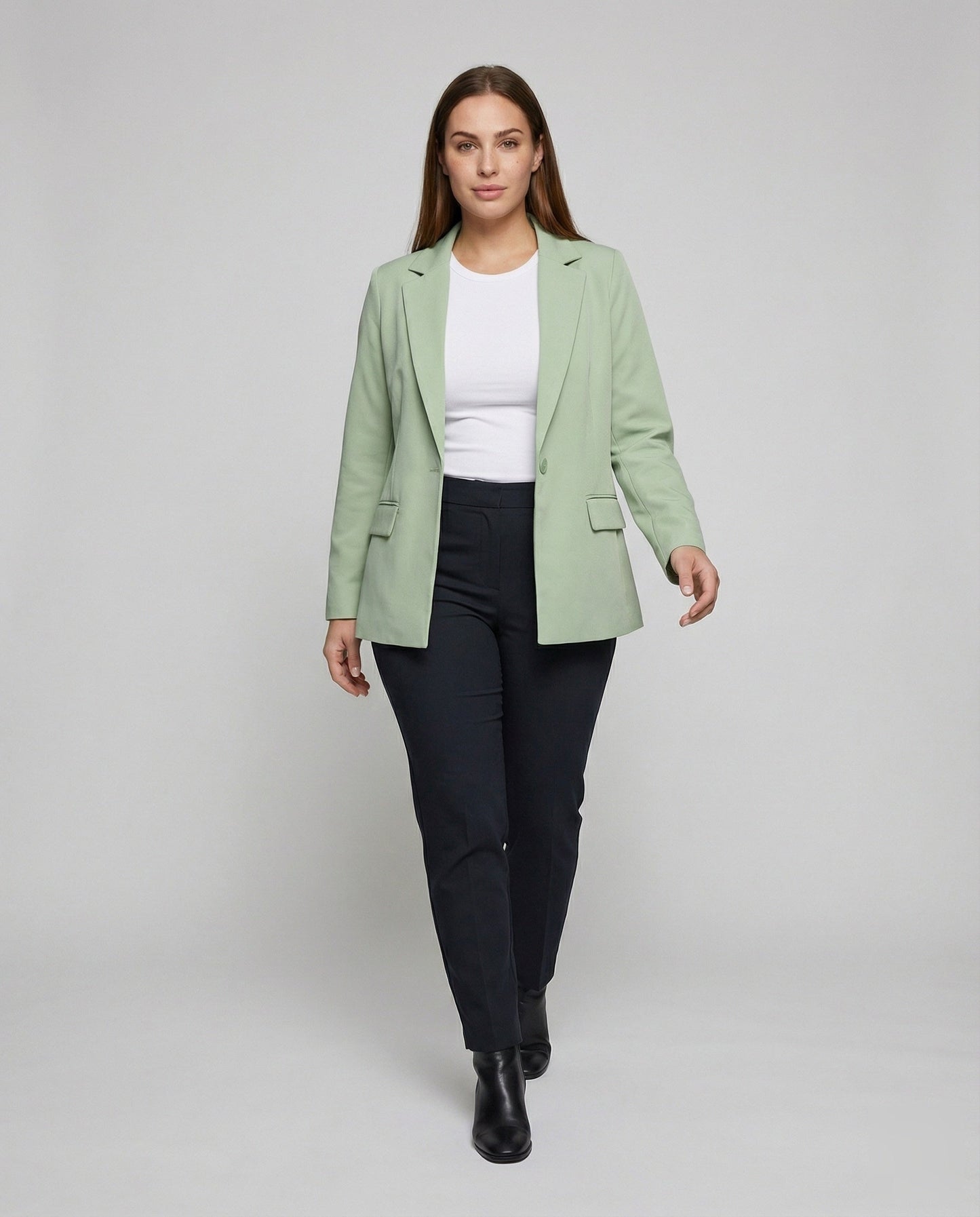 Damen Longblazer Unstrukturiert Schwarz - Eveloria