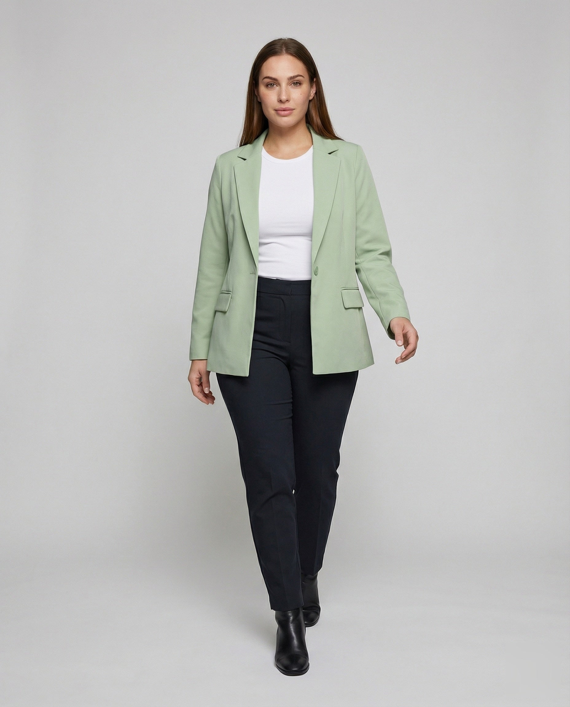 Damen Longblazer Unstrukturiert Schwarz - Eveloria