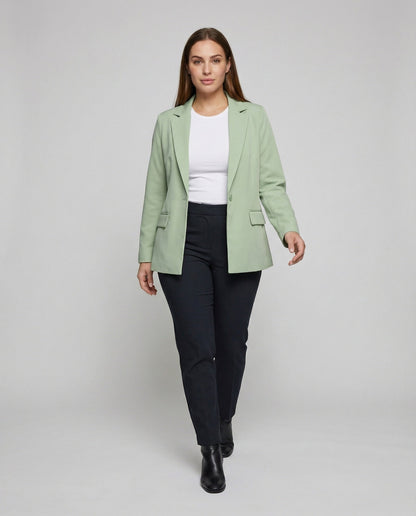 Damen Longblazer Unstrukturiert Schwarz - Eveloria