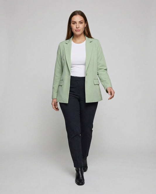 Damen Longblazer Unstrukturiert Schwarz - Eveloria