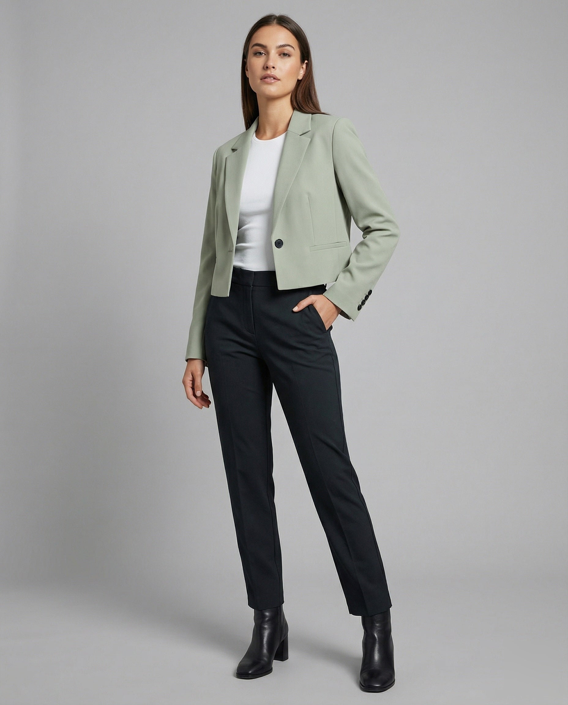Damen Kurzblazer Satin Futter Schwarz - Eveloria