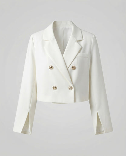 Damen Zweireiher Blazer Verkürzt