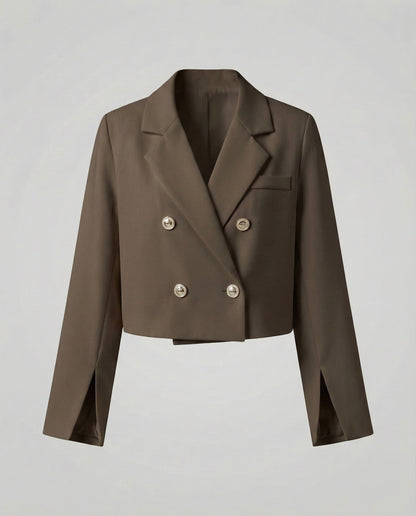 Damen Zweireiher Blazer Verkürzt