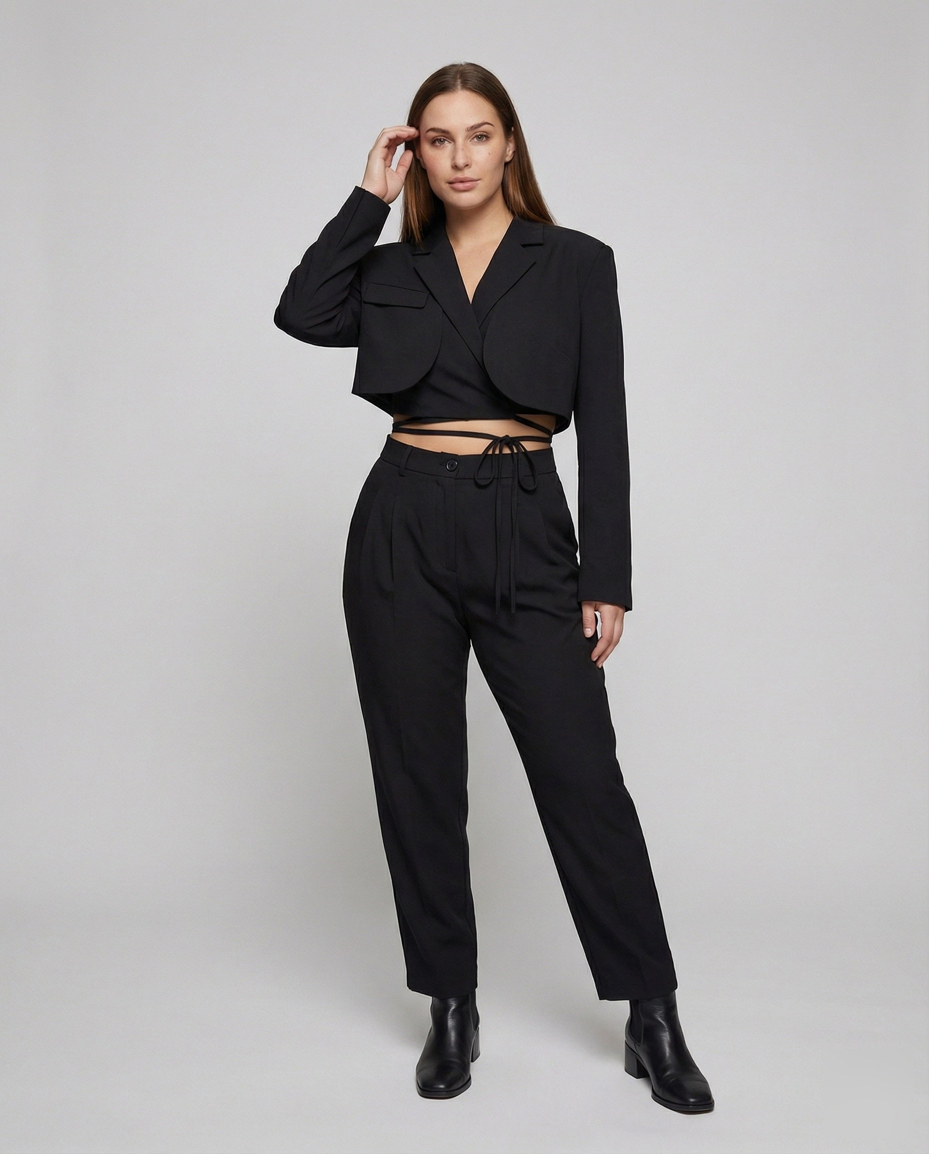 Damen Schulterbetonter Blazer Schwarz - Eveloria