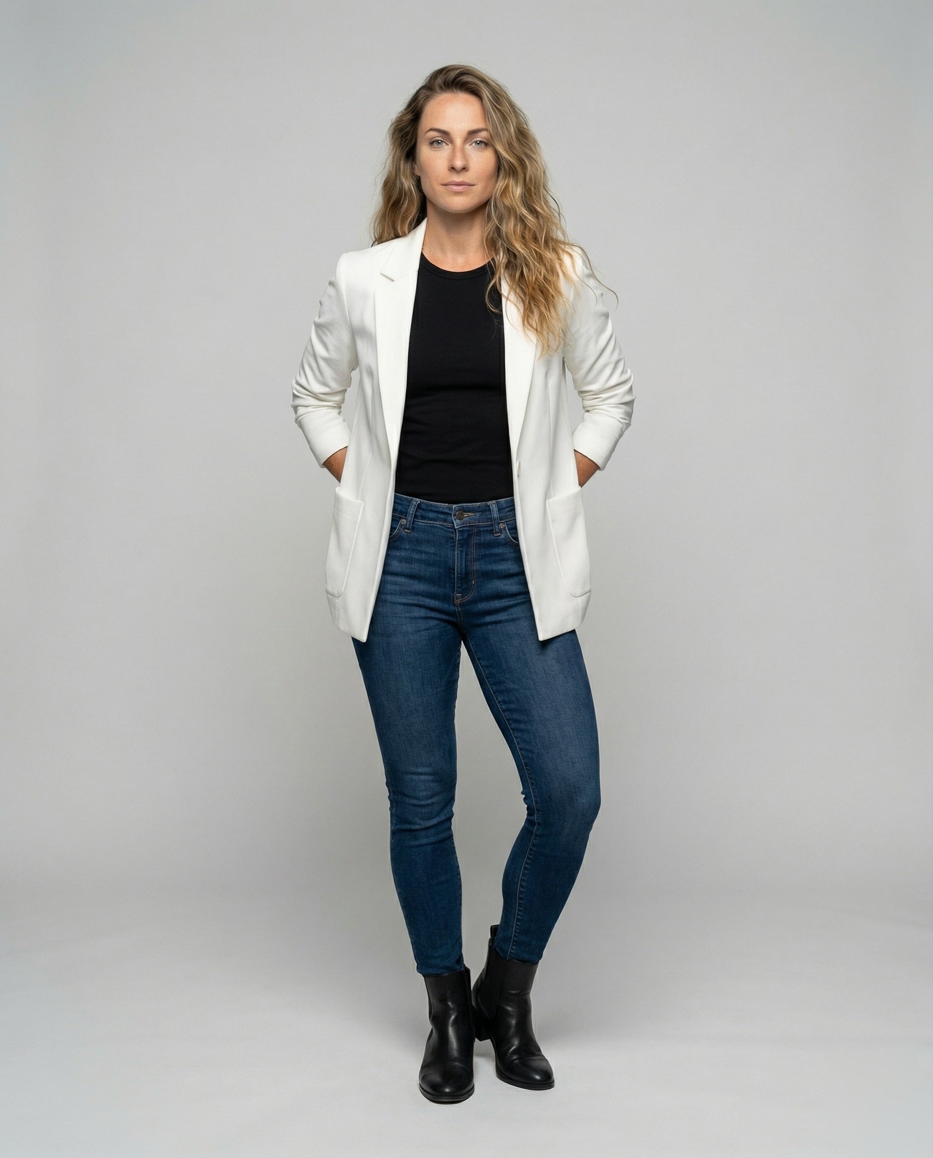Damen Kastenblazer Lockere Verlängerte Form Schwarz - Eveloria