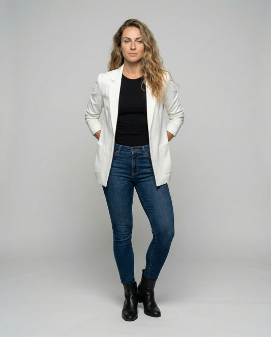 Damen Kastenblazer Lockere Verlängerte Form Schwarz - Eveloria