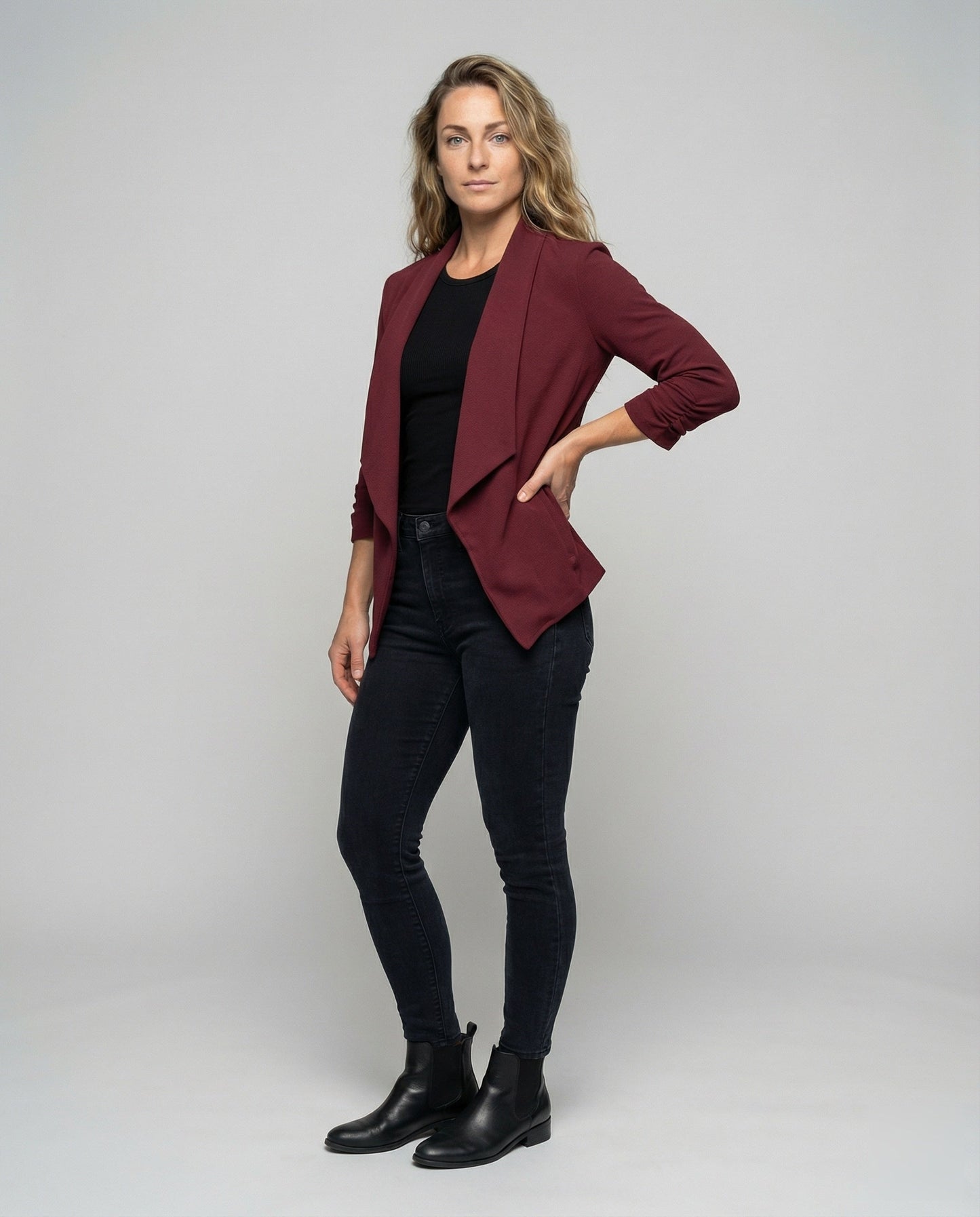 Damen Wasserfallblazer Luftige Webware - Eveloria