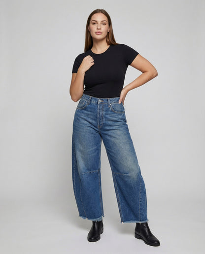 Damen Baggy-Jeans Tiefe Taille Lässig - Eveloria