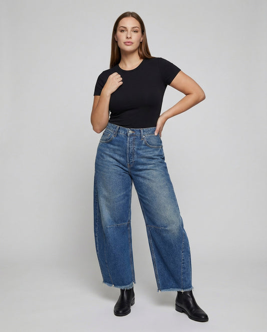 Damen Baggy-Jeans Tiefe Taille Lässig - Eveloria