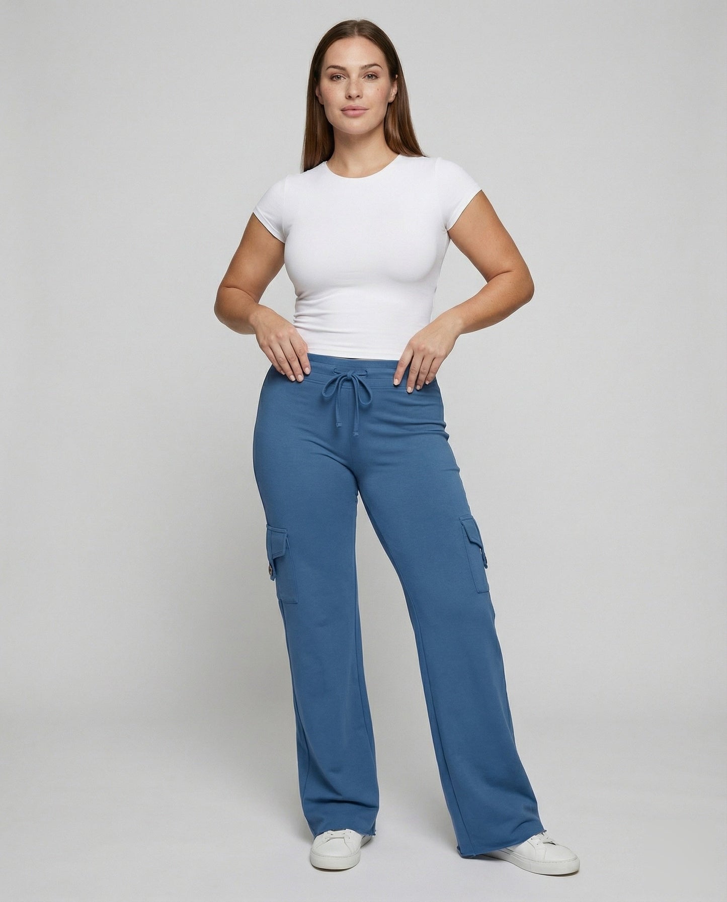 Damen Cargo Palazzo Hose Kordelzug Bequem - Eveloria