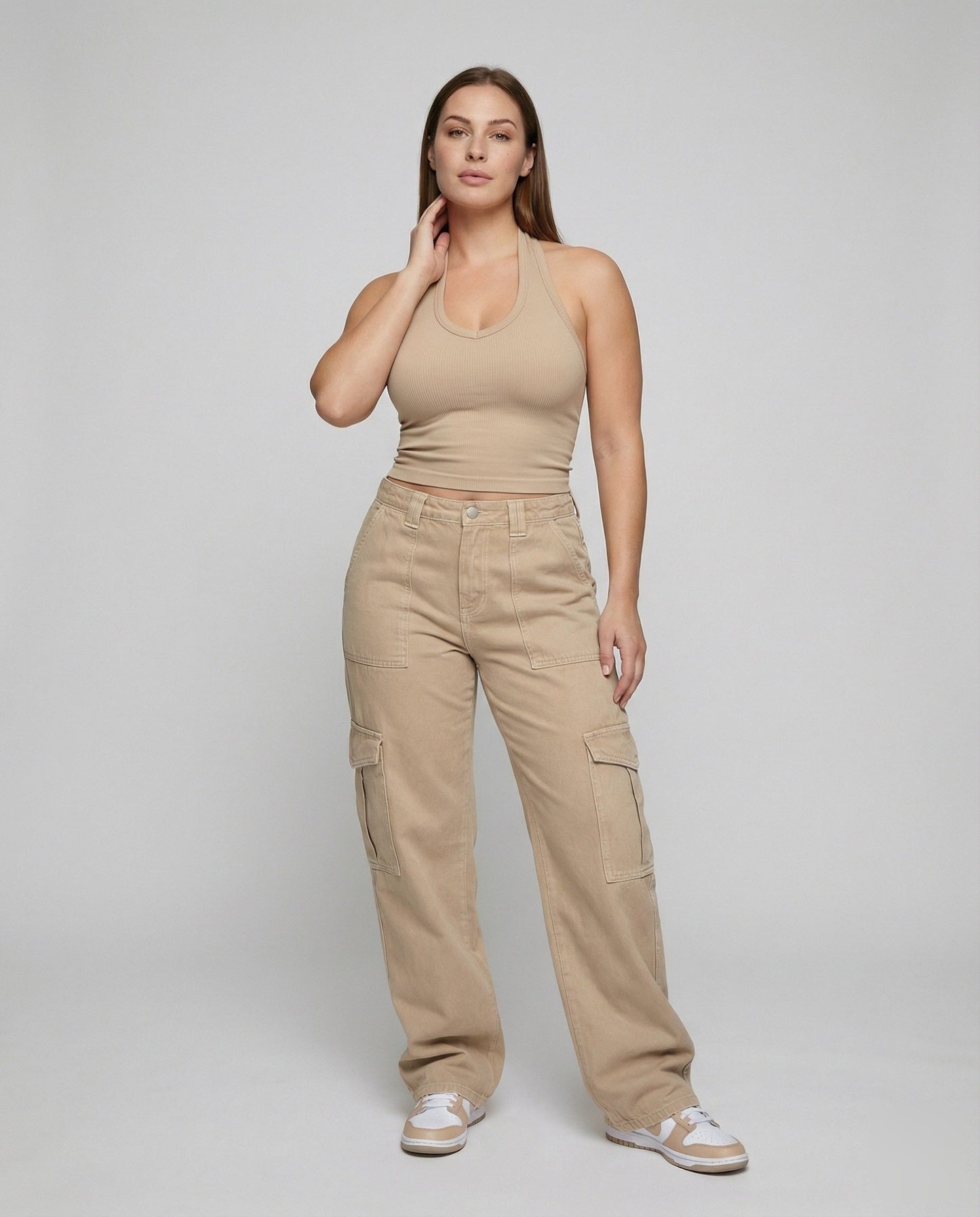 Damen Cargohose Gerades Bein Praktisch - Eveloria
