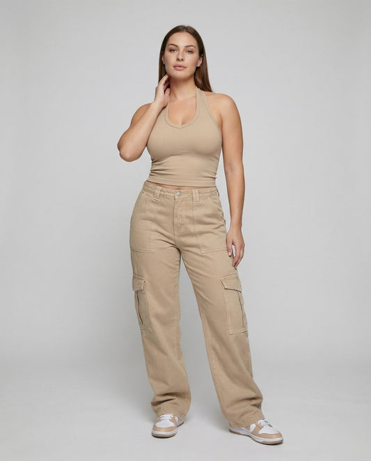 Damen Cargohose Gerades Bein Praktisch - Eveloria