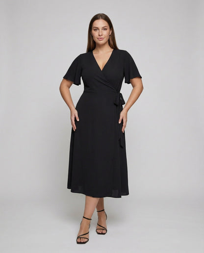 Damen Wickelkleid V-Ausschnitt Feminin - Eveloria