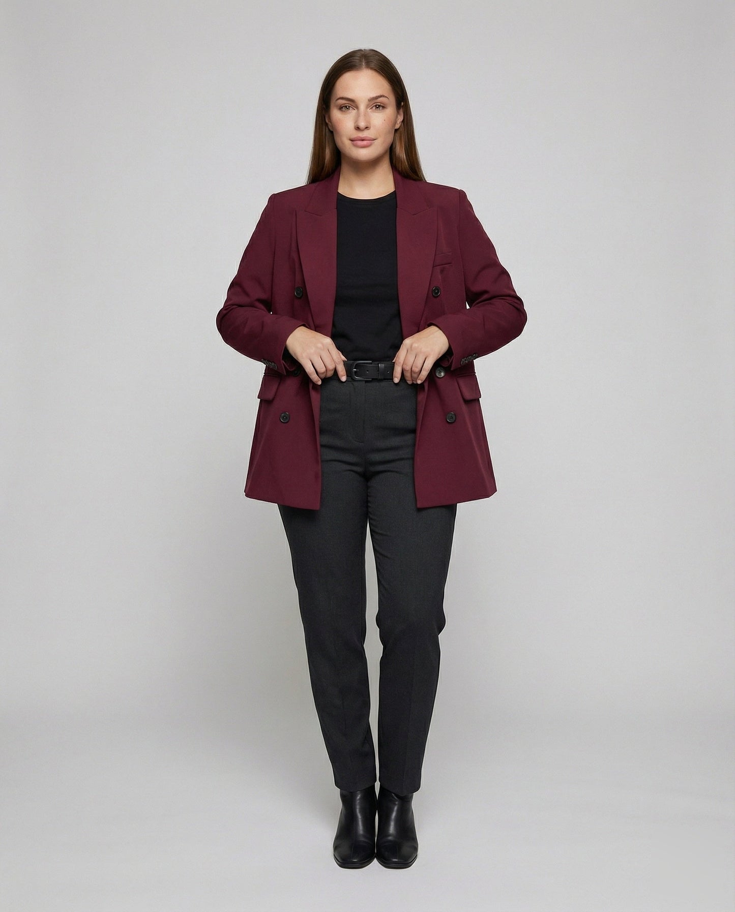 Damen Boxy Longblazer mit Markantem Revers Schwarz - Eveloria