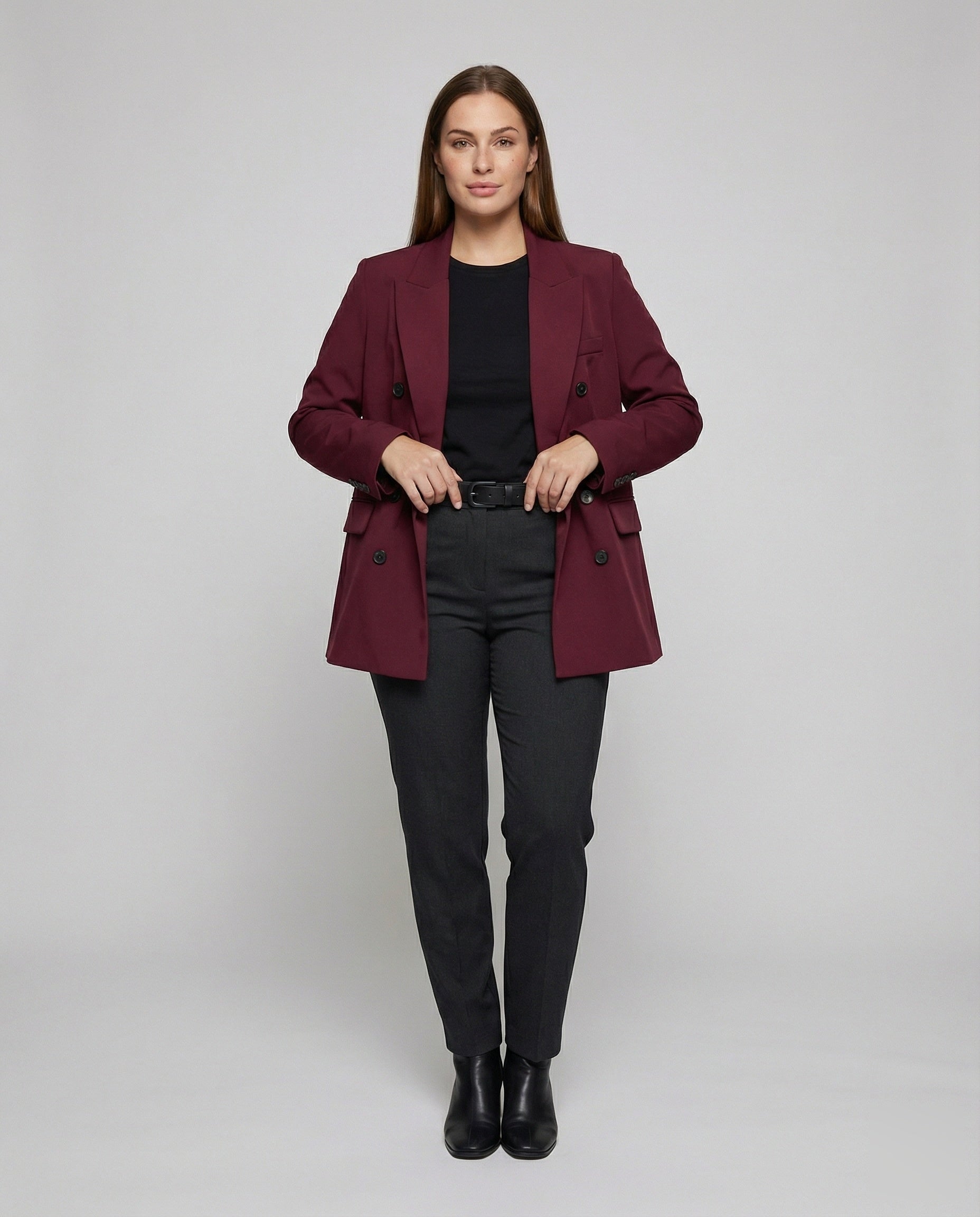 Damen Boxy Longblazer mit Markantem Revers Schwarz - Eveloria