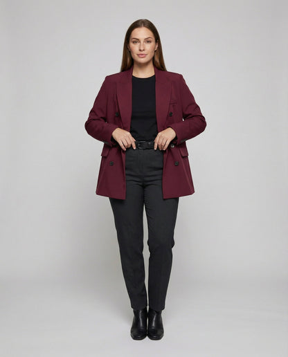 Damen Boxy Longblazer mit Markantem Revers Schwarz - Eveloria