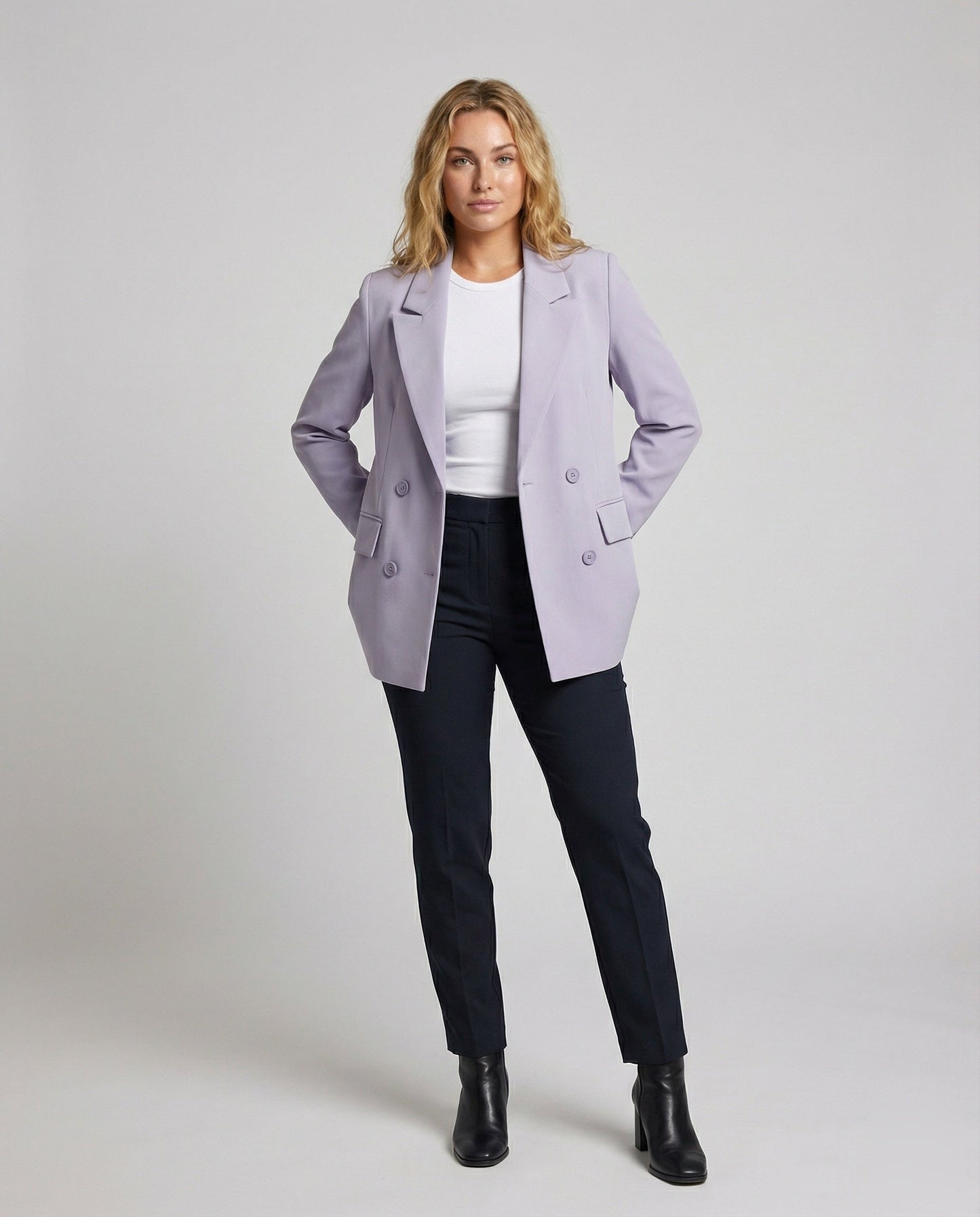 Damen Midi Blazer Breiter Revers Lässig - Eveloria