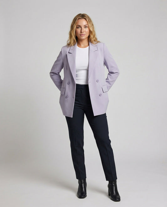 Damen Midi Blazer Breiter Revers Lässig - Eveloria
