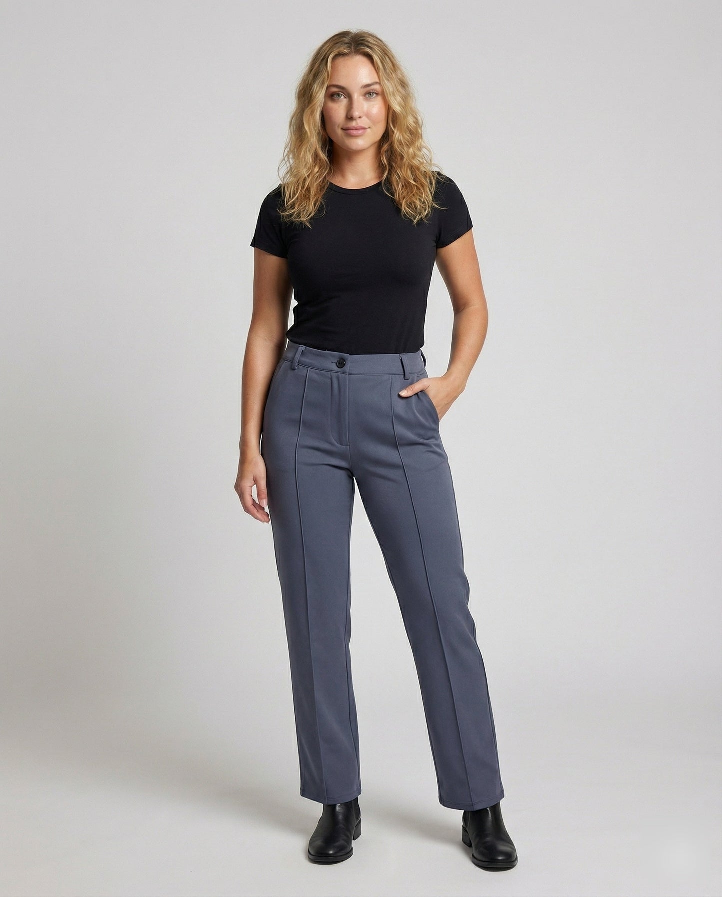 Damen Bügelfaltenhose Anzugset Schwarz - Eveloria