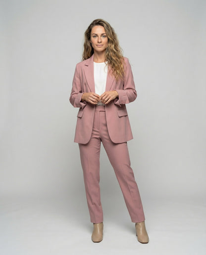 Damen Oversize Blazer Hosenensemble Bundfalten Beige - Eveloria