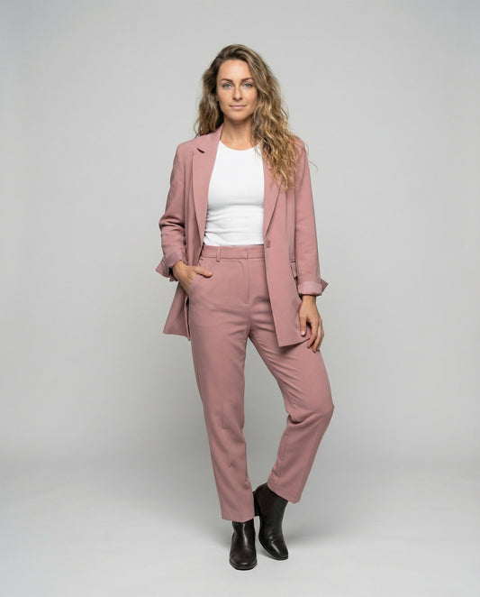 Damen Blazerhosen-Set Lockere Weite Bein Schwarz - Eveloria