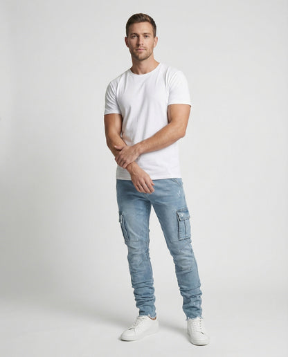 Herren Cargo-Jeans Baumwollstretch Multifunktionshose - Eveloria