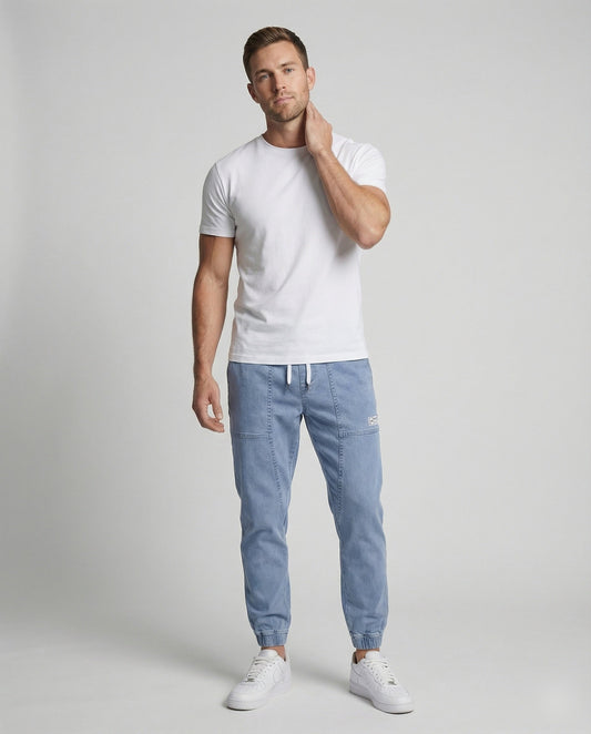 Herren Jogginghose Elastikbund Jeansstoff Bequem - Eveloria