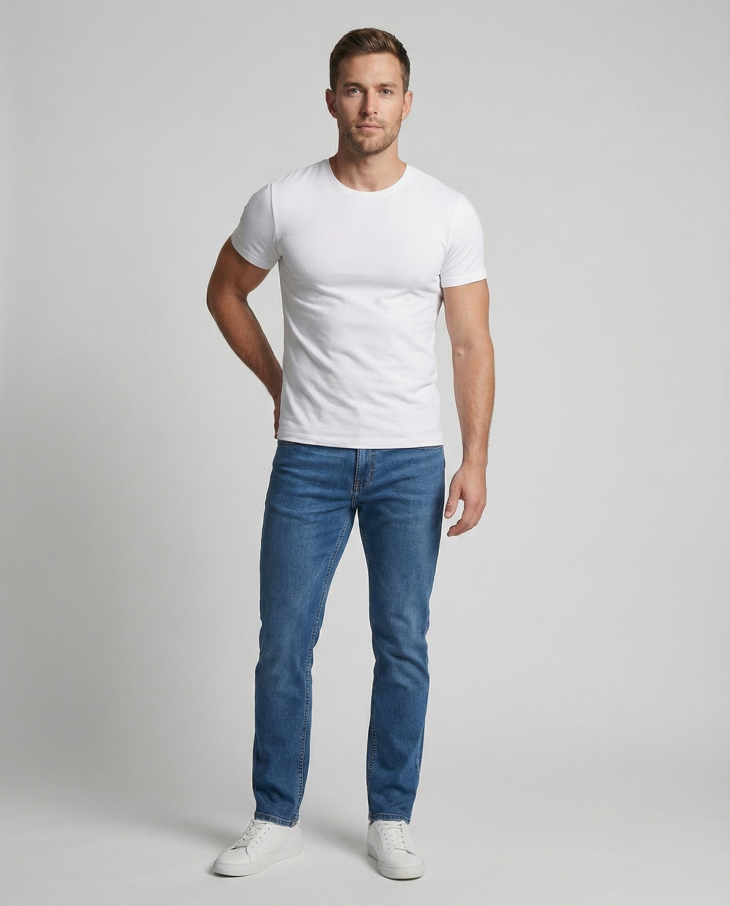 Herren Jeanshose Mittlere Leibhöhe Schmal Schwarz - Eveloria