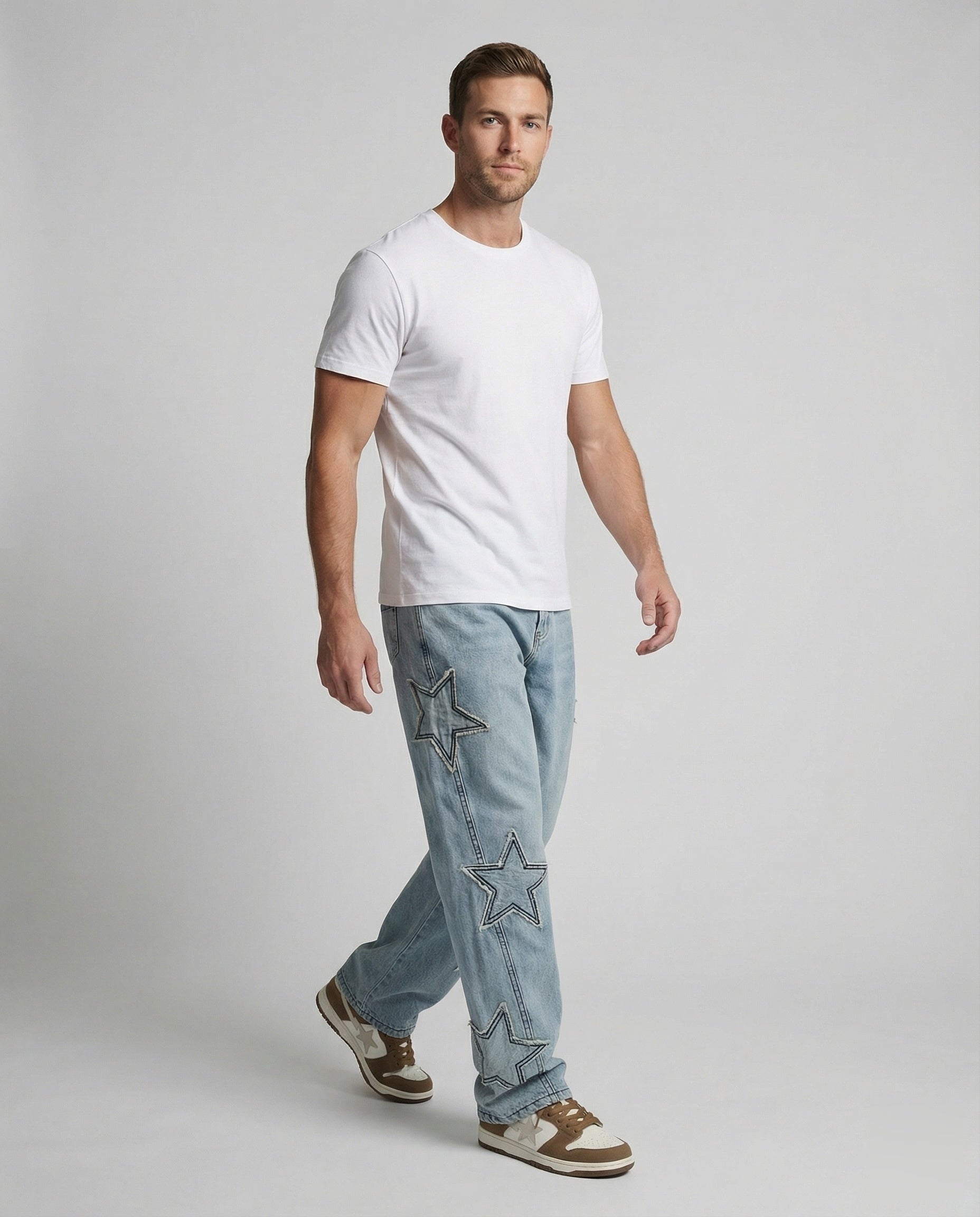 Unisex Sternen-Jeans mit Auffälligen Applikationen - Eveloria