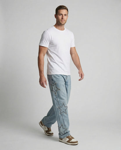 Unisex Sternen-Jeans mit Auffälligen Applikationen - Eveloria